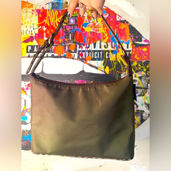 EUC BURBERRYS BLUE LABEL IRIDESCENT OLIVE GREEN SHOULDER BAG - Picture 1 of 17